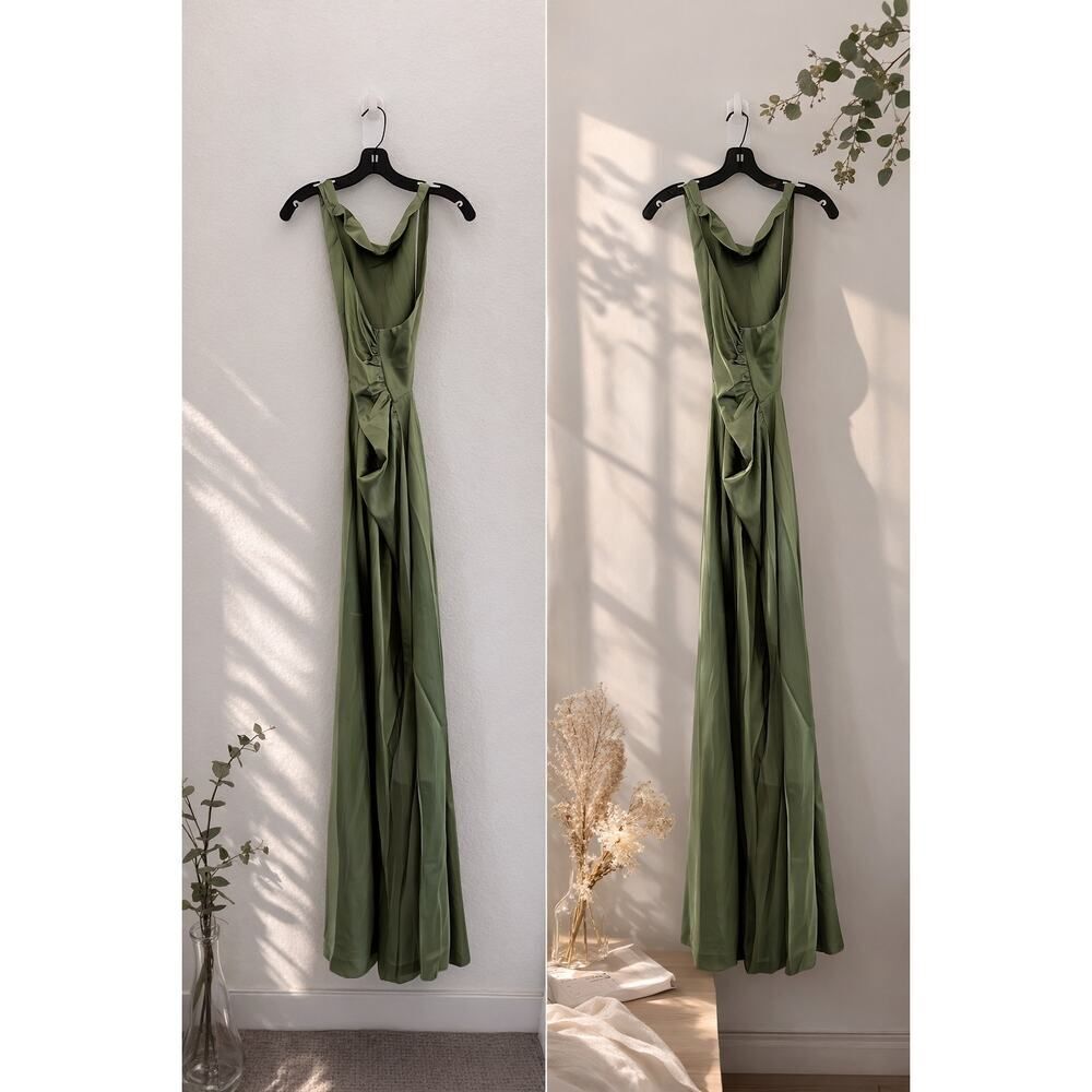 Reformation cassette silk dress Artichoke US10 - Picture 3 of 5